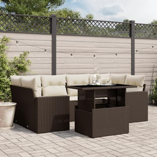Amorsee Gartenlounge Klein Ecklounge Verstellbare Tischplatte Balkon Lounge Möbel Outdoor Gartensofa Loungemöbel Ecksofa Balkon Sofa Rattan Gartenmöbel Balkonmöbel Couch Balkonsofa