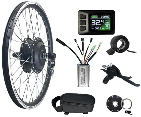 ELIKBH 48V 500W Electric Bike Conversion Kit Brushless Gear Motor Rear Wheel E-bike Conversion Kit Road Bike Mountain Bikes KT- Controller 130X Throttle KT-BZ-4(8) Assist PAS