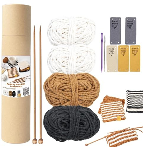 Juego De Tejer Para Adultos Principiantes Completo Con Agujas De Tejer, Juego De Tejer Para Adultos Principiantes, Posavasos De Vidrio Accesorios Bufanda De Lana Para Tejer