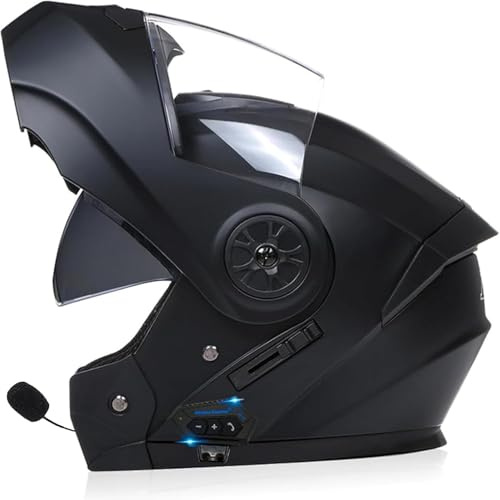 Klapphelm Bluetooth Motorradhelm Mit Doppeltem Antibeschlagvisier, Motorrad Integralhelm, Klapphelm Vorbereitet Mit Sonnenblende, ECE Zertifiziert, Für Erwachsene Damen Herren J,XL=61-62CM