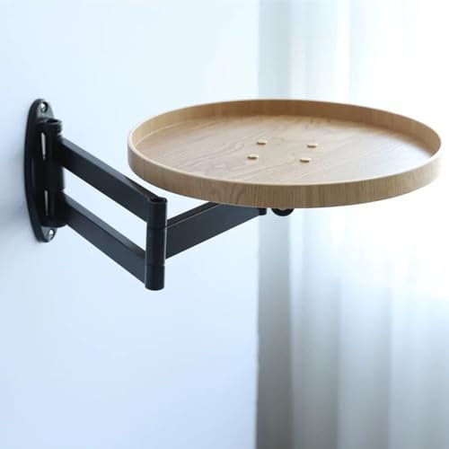 Gaxcent Wandtisch Aus Massivem Holz, Klappdesign Mit Einstellbarem Winkel,Klappbarer Runder Tisch Zur Wandmontage Geeignet Für Schlafzimmer Arbeitszimmer,B