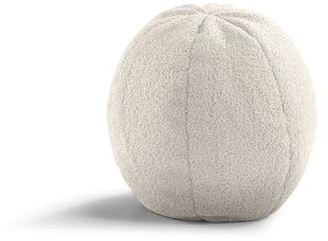 Gutekissen Kinder Sitzsack „Miki“ in Ballform Ø 28 cm – Kuscheliger Pouf aus Teddy-Plüsch – Bequeme & Stilvolle Sitzgelegenheit für Kinderzimmer (Beige)
