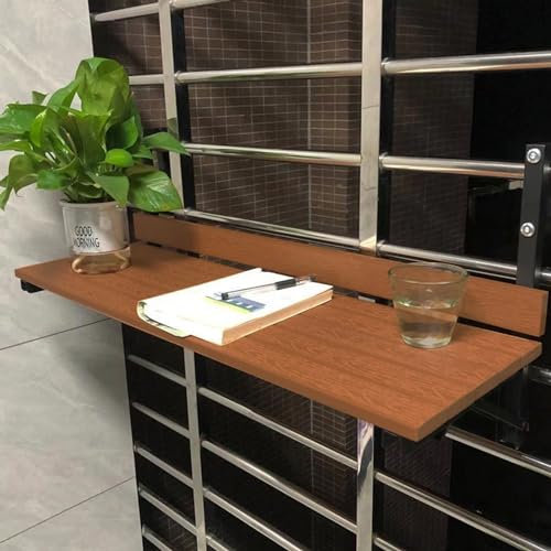 Klappbarer Balkonhängetisch für Terrasse, Balkon und Deck, platzsparend, Geländer, Serviertisch (Holz, 80 x 24,9 cm)