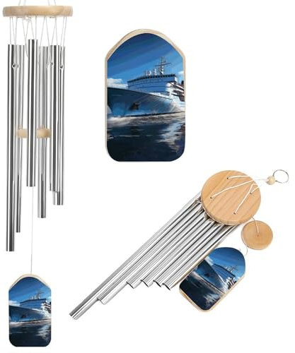 Ocean Ferry Boat Windspiel für draußen, einzigartige Aluminiumrohre, Gedenk-Windglocke, groß, tiefer Ton, Windspiel für Terrasse, Garten, Dekoration, Geschenk für Mutter, Frauen, Nachbarn