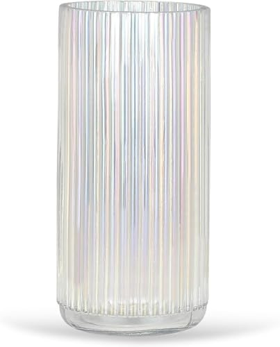 Anquephd Bunte Zylindrische Vase Modernes Design für Blumenarrangements - Glas Bodenvase - Perfekte Vertikale Dekoration - Hochwertige Blumenvase (Bunt 19.5 cm)