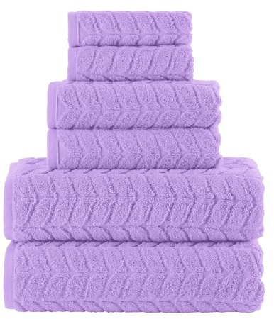 Elegant Comfort Juego de Toallas de Lujo de 6 Piezas, 100% algodón Turco, Trenzadas, texturizadas, Calidad de Hotel, Suaves y absorbentes, Incluye 2 Toallas de baño, 2 Toallas de Mano y 2 paños,