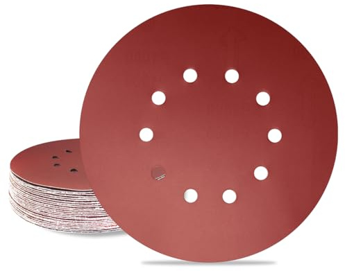 Meccion 225mm Sanding Disc 25 Pcs Grit P1200 Sandpaper 10 Holes 9 Inch Hook and Loop Sander Discs for Drywall Sander, Sanding Giraffe