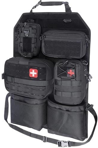 WYNEX MOlle Car Backseat Organizer Detachable 4 Molle Pouches for Road Trip