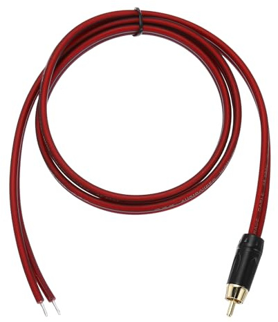 sourcing map 2 Pcs RCA to Bare Wire Open End Audio Cable, 3.3ft (1 Meter) 14AWG Gold Plated Audio Cable, RCA Extension Wire for Guitar, Speakers