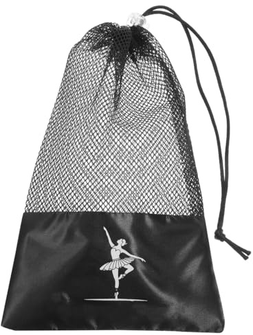 TOPPERFUN Dance Shoe Storage Bag Portable Ballet Bag Drawstring Black Satin Dance Shoe Organizer for Dancers