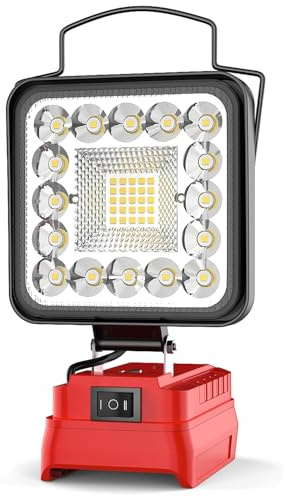 Akku Lampe für Einhell PXC 18V Akku, 48W 4800LM Ohne Akku | 41 Led Arbeitsleuchte mit 2 USB für Camping, Autoreparaturen