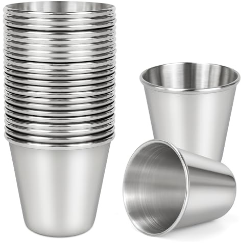 24 Pack Stainless Steel Shot Glasses, 30 ml/1 oz Reusable Metal Shot Cups