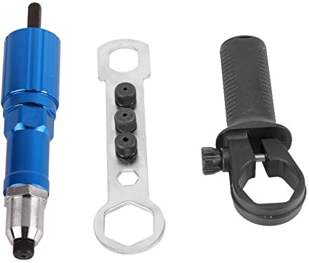 Riuulity Electric Riveter Rivet Drill Attachment, Lightweight and Durable Rivet Adaptor, Easy to Use for Factory, Woodwork, with Ergonomic Handle, Aluminium Alloy Material