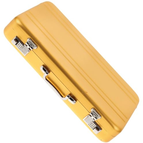 TOYZFRIENDY Metallkartenetui Mini Koffer Design Visitenkartenhalter Stabil Kratzfest für Büro Schule Zuhause Praktische Kartenbox für Business Karten Organizer Tragbarer Kartencontainer Gold