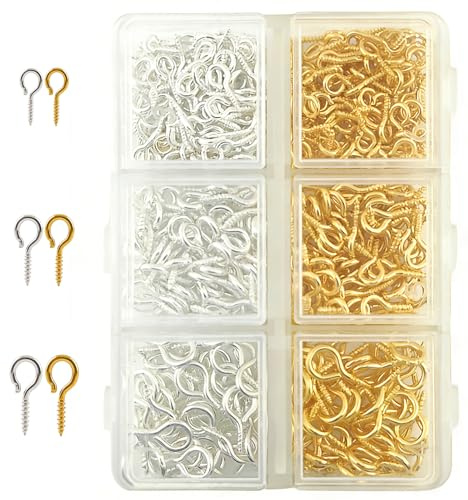 soitzhoc Fabrication de bijoux petits œillets à visser | 400 mini-tiges vis crochet, métal petit crochet, mini crochet a visser | Convient pour les pendentifs artisanaux DIY et les bijoux en perles