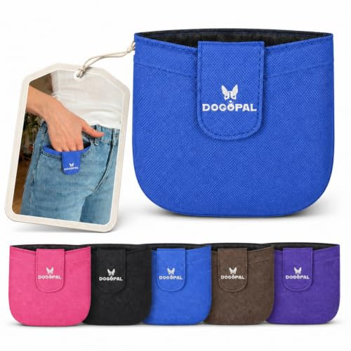 DOGOPAL Pochette Friandise Chien avec Fermeture Magnétique, Sac à Friandises pour Chien de Poche pour Dressage, Pochette Fine pour Promenade (Bleu)
