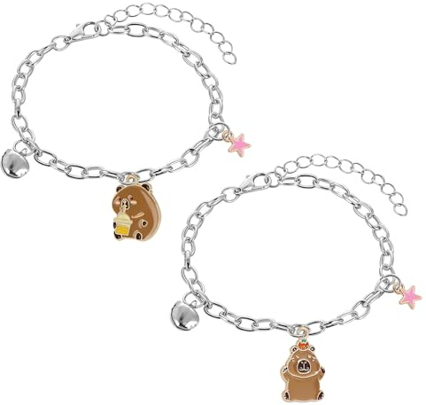 IETWATE Capybara armband barn flickor pojke 2 stycken Capibara barnarmband silver, 18 5 cm, vänskapsarmband små barn smycken presenter till jul födelsedag flicka pojke gåva