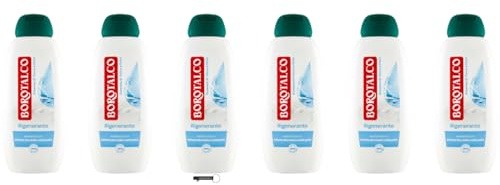 Borotalcö Bagnoschiuma Rigenerante, gel doccia con talco in polvere e profumo Farnessence, detergente per il corpo, 450 ml, con portachiavi Italy Shop Service incluso