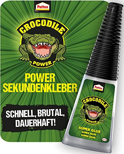 Pattex Crocodile Power Pegamento instantáneo extrafuerte, de secado rápido, multiusos, para metal, madera y más, impermeable y transparente, 1 unidad de 10 g