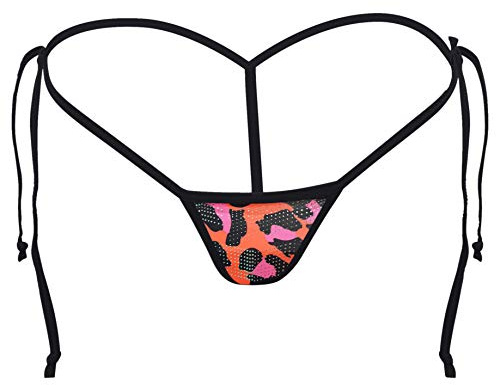Women's Micro String Adjustable Tie Thong Very Low Rise See Through 7085 Multicolor One Size
