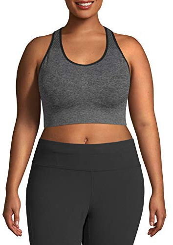 Under Control Plus Size Sports Bras for Women High Support Seamless Racerback Padded White/Black Sports Bra Yoga Workout Bras (as1, Cup_Band, 1x, 42, Marl Grey)