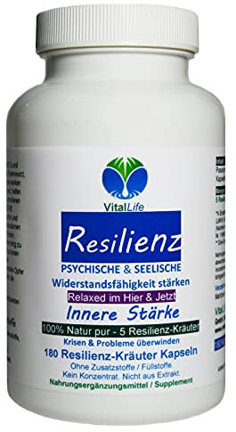 RESILIENZ & SELBSTBEWUSSTSEIN stärken + PSYCHISCHE Widerstandskraft & SEELISCHE Belastbarkeit fördern - Mentale ABHÄRTUNG - Mehr ERFOLG 180 Kapseln. NATUR pur. 27190-180
