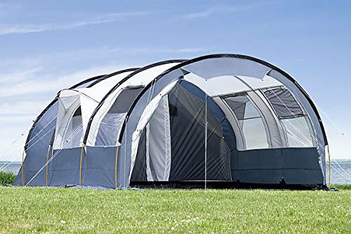dwt Gobi Plus Tunnelzelt, Familienzelt für Abenteurer, wasserdicht, geräumig, in 4 Größen für 3 bis 5 Personen, 220 cm maximale Raumhöhe, Polyester-Gewebe, Größe:Gr.5 350x500x215+SD 350x140