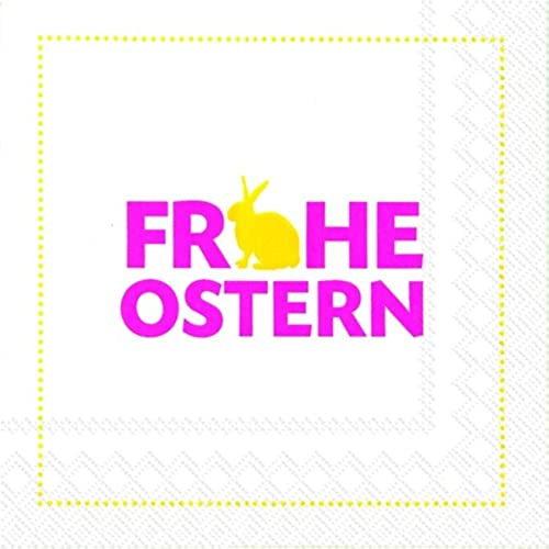 IHR - L 545455 - Lunch Servietten, Papier, 20 Stück, Ostern, Frohe Ostern, pink, 33cm x 33cm, 3 Lagig