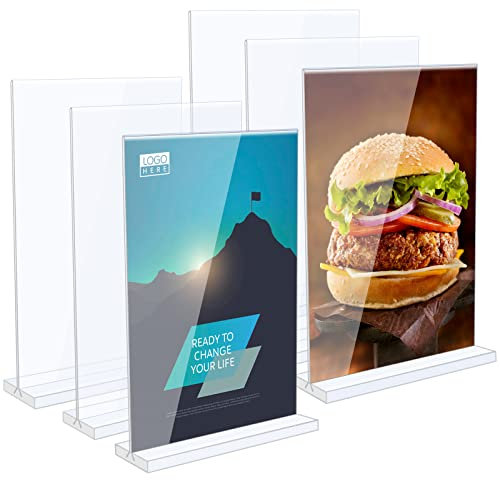 6 Pcs A5 Tischaufsteller Transparent Plastik Tisch Aufsteller ，Acryl-Aufsteller T Ständer A5 Ständer Tischaufsteller für Fotos Speisekarten Promotionen, Büro Restaurant Cafe Shop Hochzeit