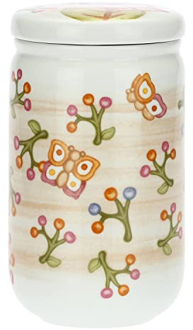 THUN - Barattolo per caffè, Biscotti e Farina in Ceramica Decorata, Versione Grande - Linea Fall in Love - per La Cucina - Ceramica
