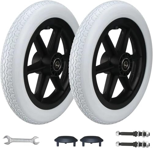 Ensemble de Roues Arrière pour Fauteuil Roulant 12 Pouces, 12 1/2 X 2 1/4, Roues de Rechange, Pneus Pleins Gris, Accessoires de Roue Arrière pour Fauteuils Roulants Manuels, Roulement: 12 mm