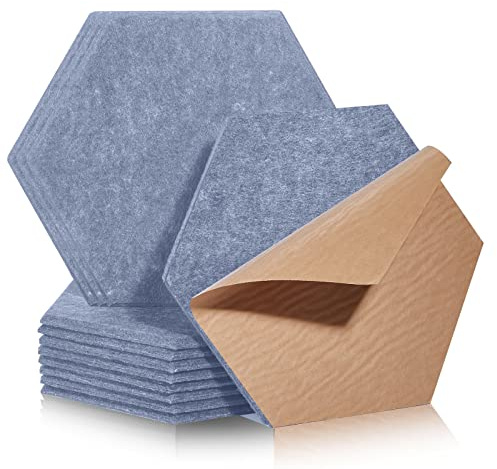 Hexagon Akustikplatten selbstklebend 12 Stück I Schallabsorber Schallschutz mit hoher Dichte für Wand Decken Holz & Tür - Akustikpanel Schallschutzplatten Akustikplatte, 30x26x0.9cm，Anthrazit