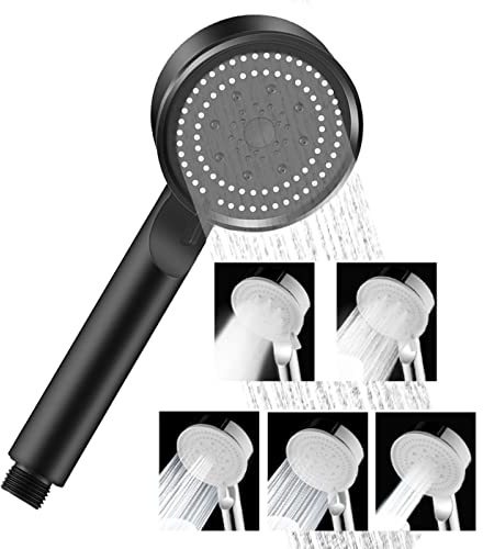 Douchette, Pommeau de Douche anti calcaire economie deau, Pommeau de Douche Helice Haute Pression Pivotant à 360 °, Filtre à Trois Niveaux Système de Filtrage avec, (Petit 5 hors de l'eau noir)