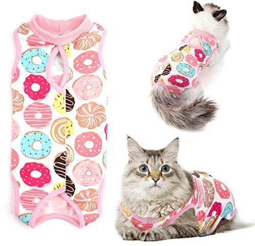 TIESOME Katze chirurgische Erholung Anzug, Kragen Alternative für Katzen Hunde nach der Operation tragen Pyjama-Anzug Home Indoor Haustiere Kleidung Doughnut (M)