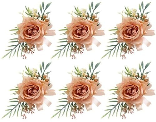6 Stücke Hochzeit Boutonniere Blumen,Handgelenksblume,Boutonniere Hochzeit Zubehör,Boutonniere Braut,Ansteckblume,Blume Handgelenk Corsage,Wird Für Hochzeiten, Tanzpartys, Bankette, Jubiläen Verwendet