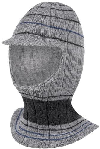 Smarilla Jungen Wintermütze Schalmütze Schlauchmütze Strickmütze Streifen, Farbe: Grau-Blau