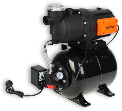 Bomba de agua doméstica FUXTEC FX-HWW2200 de 2200W – Alta presión 4,8 bar, altura de elevación 48m – Caudal 3800 l/h – Ideal para agua clara, agua de lluvia y agua clorada