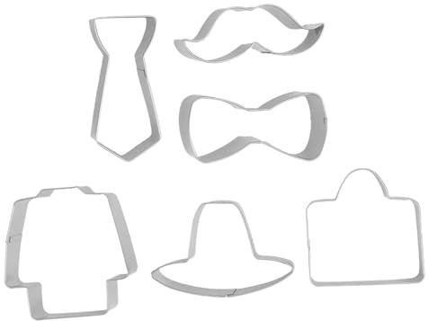 MAGICLULU Ausstechformen Aus Edelstahl – Kollektion Vatertag (aktentasche Bart Krawatte Fliege Hut Anzug) – 6 Stück – Backutensilien Für