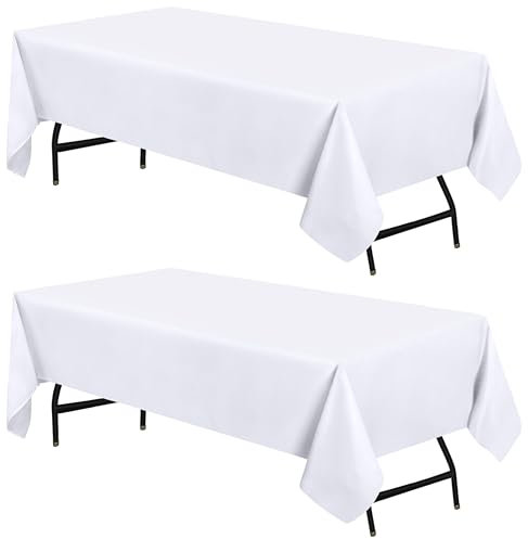 Utopia Kitchen Polyester Tischdecke 110 x 140 cm (2er-Pack, Weiß) Maschinenwaschbare Tischdecke Ideal für Partys, Veranstaltungen, Hochzeiten und Restaurants (44 x 56 Zoll)