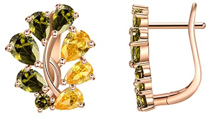 Bishilin Damen Ohrringe Silber 925, Ohrstecker Blatt mit Tropfen Zirkonia Gold Ohrringe Jugendstil für Mädchen