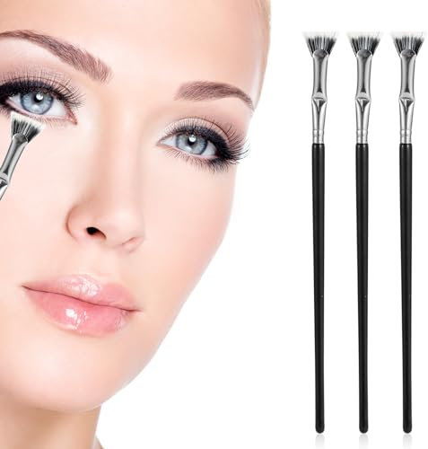 XIHIRCD 3pcs Brosse en Éventail de Mascara, Brosse à Cils Festonnée à Angle Pliant Brosse à Sourcils Brosse à Cils en Forme d'Éventail Peigne Séparateur de Cils pour Outils de Maquillage