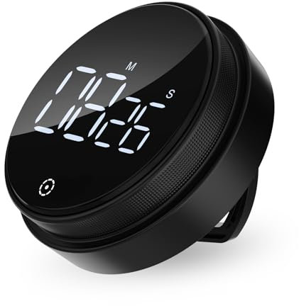 Ankilo Neueste Kitchen Timer Digitale, Küchentimer Magnetisch, Eieruhr, Kurzzeitwecker, LED Visuelle Timer, Lauter Alarm,Countdown Countup Timer für Kochen, Backen, Sport, Studieren Schwarz