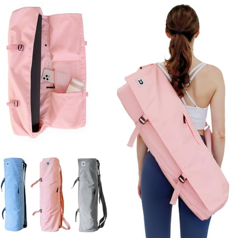 Tumaz Yoga Mat Bag | Padded Adjustable Shoulder Strap | Fits Up to 26 Mats | Multi-Pocket Storage for Essentials | Heavy-Duty G-Hook Closure | Lightweight & Durable for Yoga, Pilates & Fitness