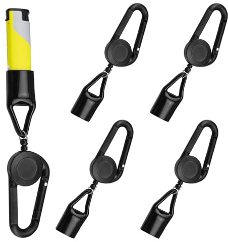KLEHOPE 5 Stück Feuerzeugleine Feuerzeughalter mit Einziehbarer Schnur, Lighter Leash für Clipper Feuerzeuge, Schutz-Zubehör für Unterwegs, Anti-Verlust