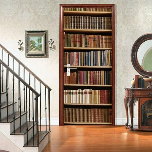 3D Türaufkleber Türtapete Selbstklebend Türposter Bücherregal Bücher Bücher 95 X 215 Cm Fototapete Türfolie Wasserdichte Abnehmbare Pvc Türtapete Innentür Schlafzimmer Küche Bad - Tür Fotos 0