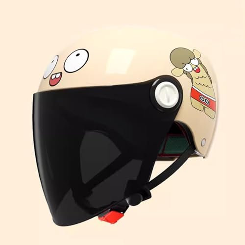 QJWMatic Niedlicher Kinder-Motorrad-Halbhelm, Offenes Gesicht, Straßenhelme Für Kinder Cartoon-Scooter ATV Jet-Helm Für 3–16 Jahre Alte Mädchen Jungen Jugendliche D,48-55CM