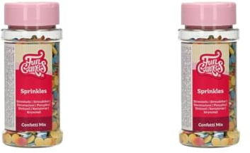 FunCakes Konfetti 6mm: Kuchenstreusel, guter Geschmack, perfekt zum Dekorieren von Kuchen, Konfetti-Streusel. 60 g. (Packung mit 2)