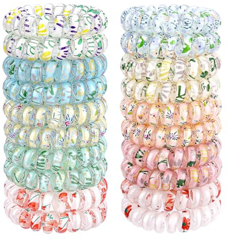 JessLab Kleine Spiral-Haargummis, Elastische Spiralhaargummis für Frauen, 20er-Pack, Langlebige und Wasserfeste Haar-Accessoires, Perfekt für Alle Haartypen, Schonende Haargummis, Mischfarben 3