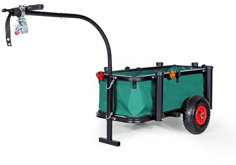Wiltec Fishing Trolley max. 50 kg with Rod Holders, Bike Trailer with Pneumatic Wheels for Easy Equipment Transport, Cart Suitable for Fishing, Camping, Beach and Outdoor Adventures, Barrow