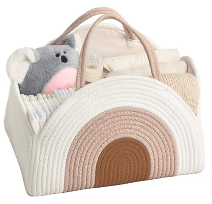 ZHUIYIWIN Baby Windel Caddy Organizer, Windel Organizer, Tragbarer Wickelorganizer, Wickelorganizer mit wechselbaren Fächern, Baby Wickeltasche für Feuchttücher und Babysachen (Lehm Regenboge)